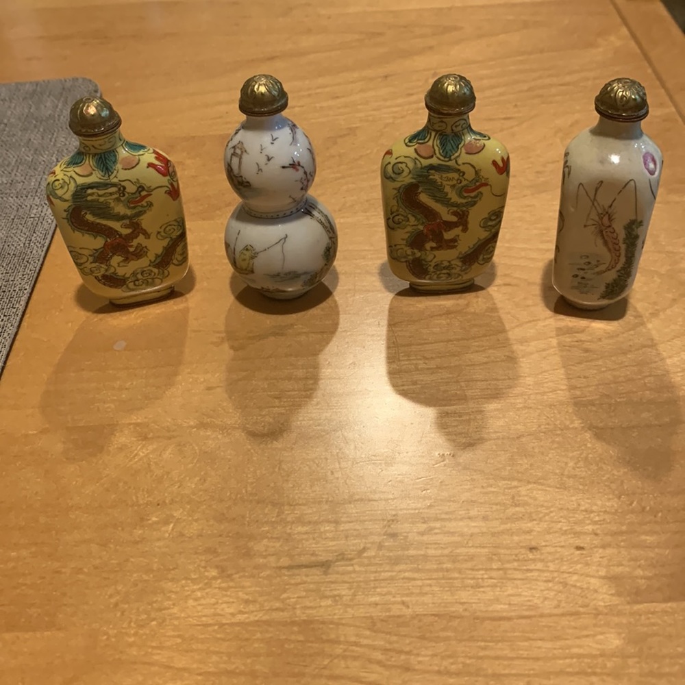 4 Vintage jade Miniature bottles